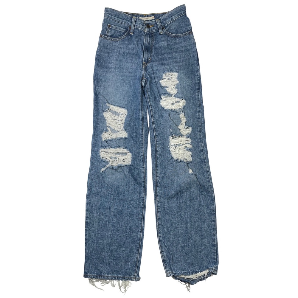 Levi's 94 Baggy Relaxed‎ Jeans Women's Sz 25 Distressed Medium Wash Denim Grunge